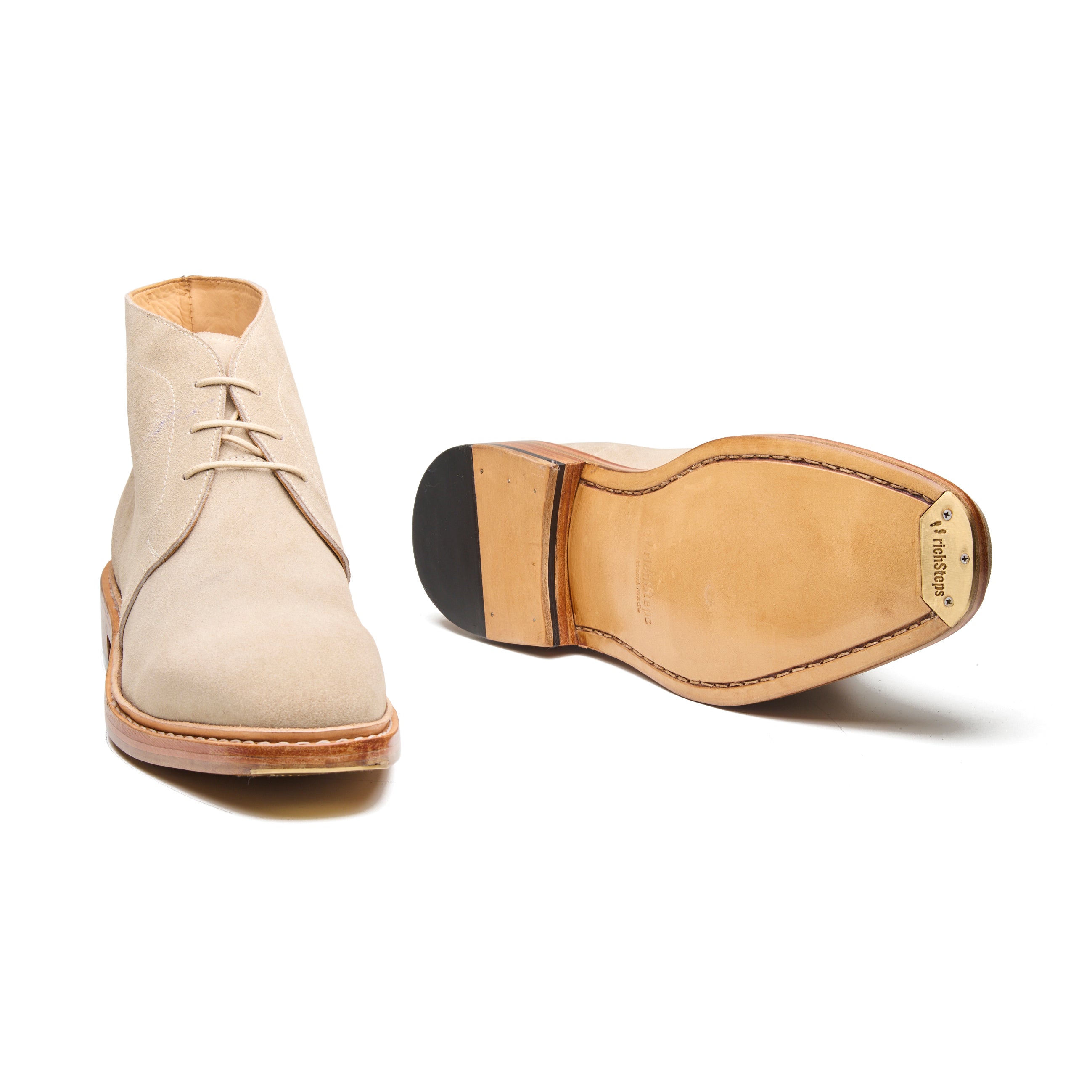  Stonepath – Sand Beige Suede chukka richsteps mens Goodyear boots