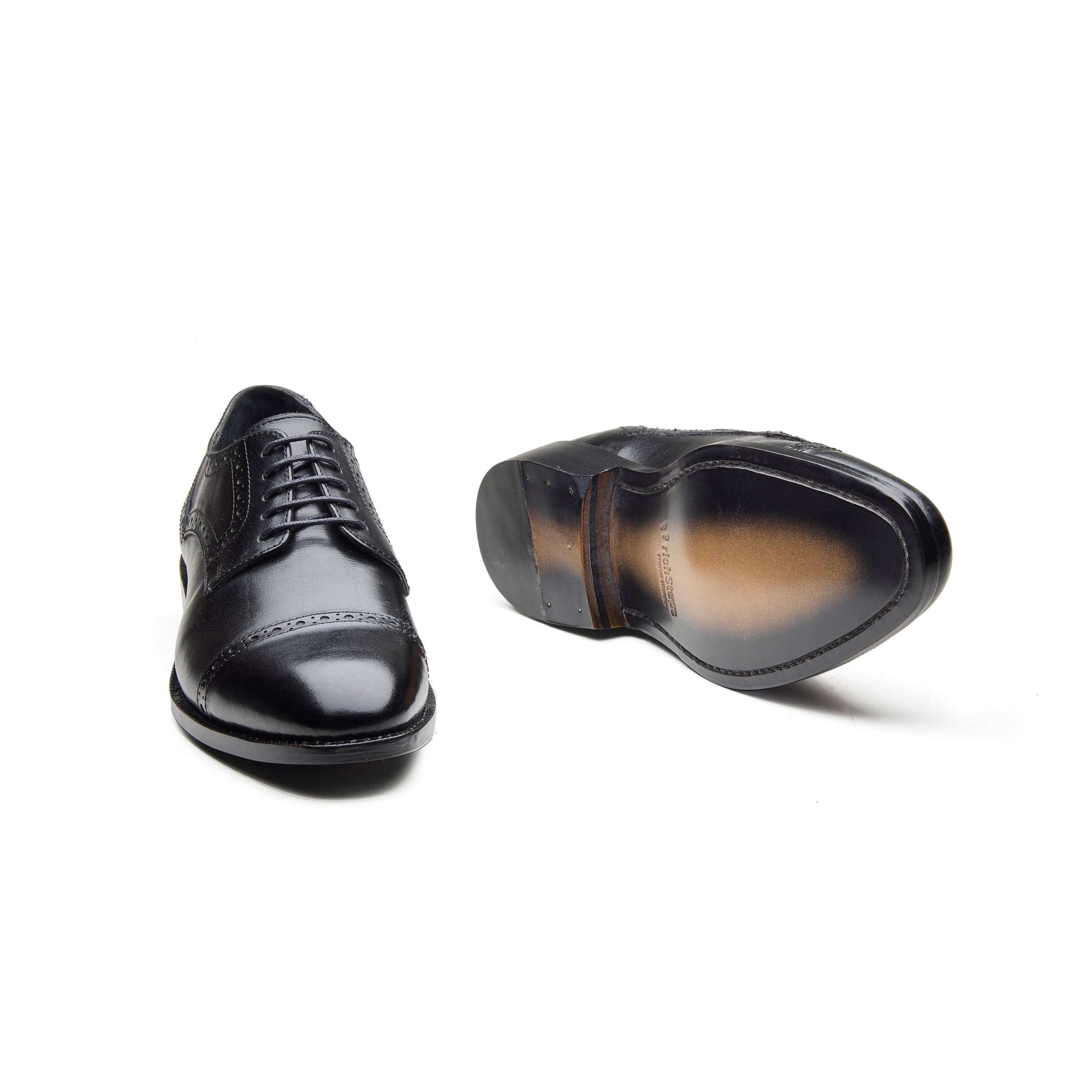 Ridgemark- Jet Black leather richsteps man shoes 